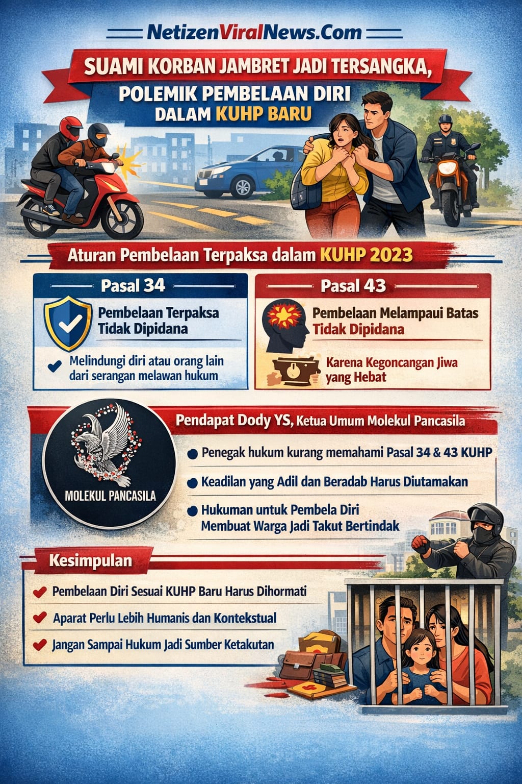 Suami Korban Jambret Jadi Tersangka, Polemik Pembelaan Terpaksa dalam KUHP Baru